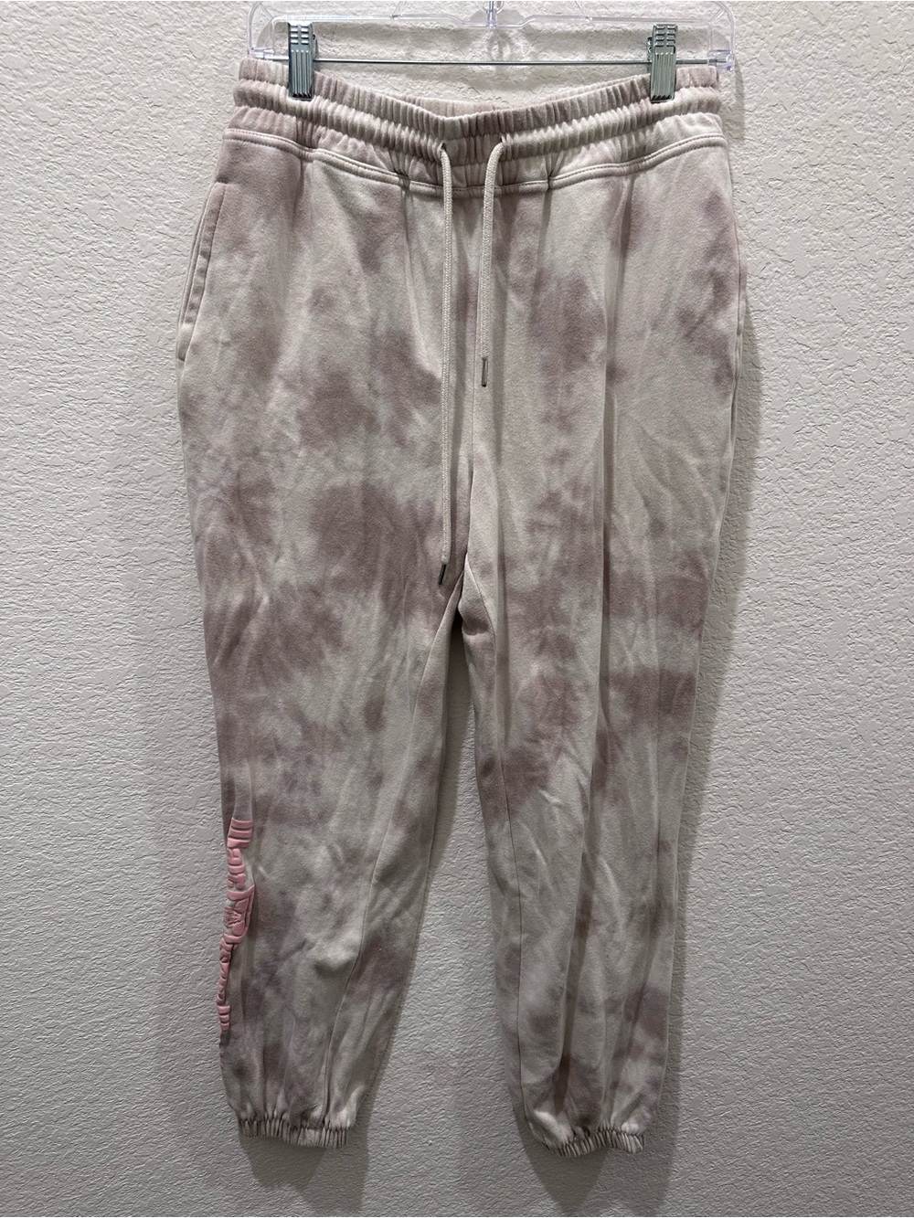 Disney World Tie Dye‎ Joggers Womens Medium Tan Pink Puff Print Sweatpants
